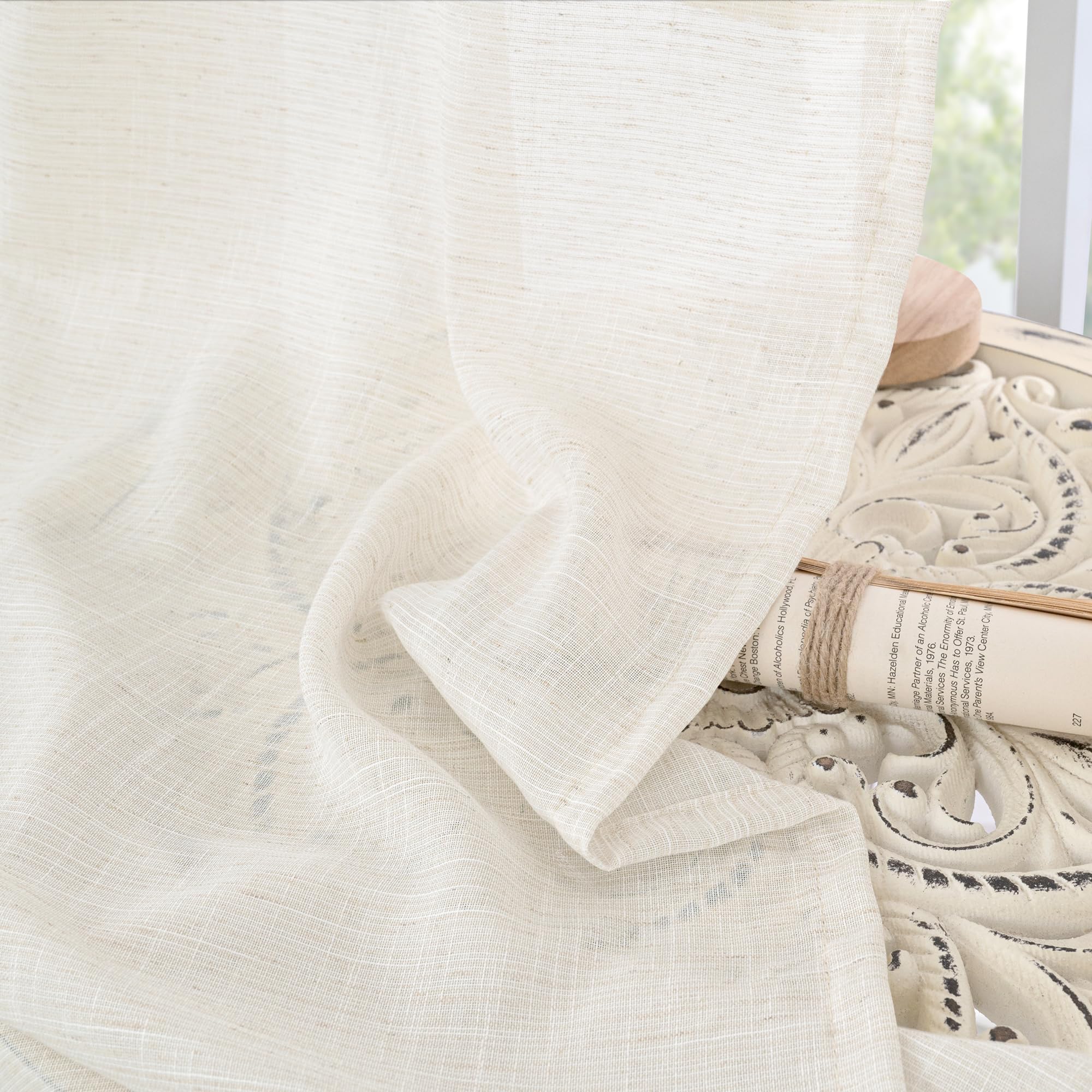 BGment Linen Curtains 84 Inch Length for Living Room, Lightweight Rustic Country Window Drapes for Farmhouse Bedroom Dining Room Decor Rod Pocket Textured, 2 Panels Set, Each 60 Inch Wide