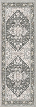 OPPODREAM Soft Entryway Rug 2x6, 2x6 Rug Runner, Washable Hallways Carpet 2 x 6 with Non Slip Backing, Low-Pile Bedside Carpet 2 x 6, Long, Faux Cashmere, Greenish Grey