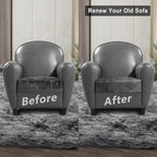 Leather Look Couch Cushion Covers Sofa Seat Slipcovers Sets Couches Furniture Protector for Sectional Armchair Loveseat Pets Kids Stretch Spandex Fabric (1 Cushion Armchair, Light Grey)