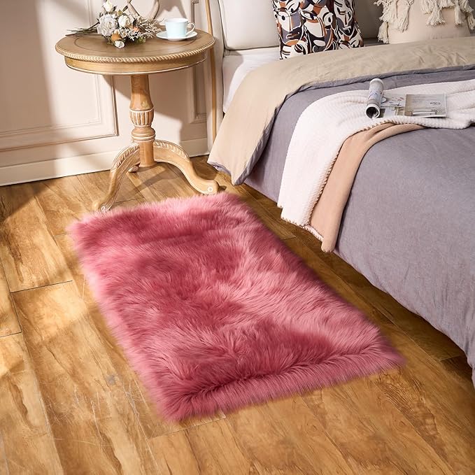 EasyJoy Ultra Soft Fluffy Shaggy Area Rug, 2 x 4 ft Rectangle, Blush Pink