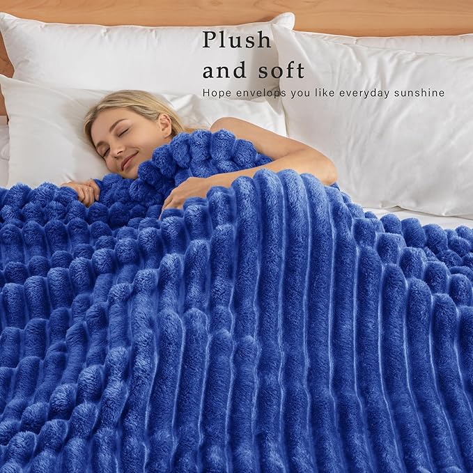 Exclusivo Mezcla Striped Twin Size Fleece Blanket for Bed, Couch, 60"x80"