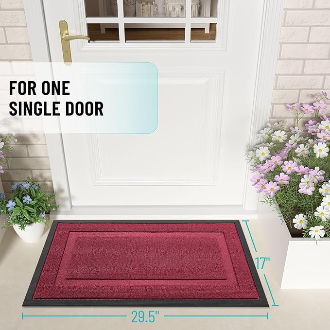 OLANLY Front Door Mat Outside 47x23, All-Season Heavy-Duty Rubber Doormat