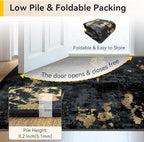 RELEANY Washable 3'x5' Abstract Area Rug for Living Room Black Gold