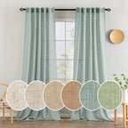 MIULEE Sea Green Linen Curtains 52x90 Inch Long for Bedroom and Living Room