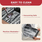 KOZYFLY Circle Rug 6Ft Modern Abstract Ombre Area Rug for Bedroom, Washable Round Rug Non-Slip Soft Striped Living Room Circle Rug, Black Navy Blue Grey Carpet for Laundry Nursery