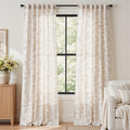 jinchan Floral Linen Curtains for Living Room 96 Inch Length Taupe Flower Curtain Rod Pocket Back Tab Farmhouse Curtains with Printed Floral Bedroom Window Curtain Set, 2 Panels Taupe
