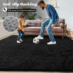 5x7 Area Rug for Living Room: Fluffy Shag Soft Washable Rugs Fuzzy Plush Indoor Carpet for Bedroom Nursery Playroom Dorm Kids Girls Boys Room (Black, 5'x7')