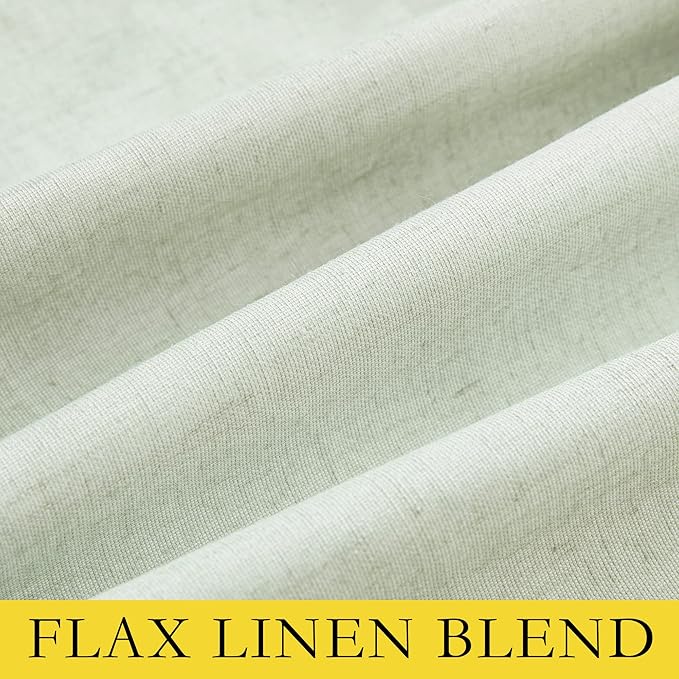 NICETOWN Sage Green Linen Blackout Curtains for Night Shift, Great Job, Set of 2, 42" by 54", Short Kitchen Burlap Linen 100% Blackout Drape Panels with Bronze Grommets for Blocking Light