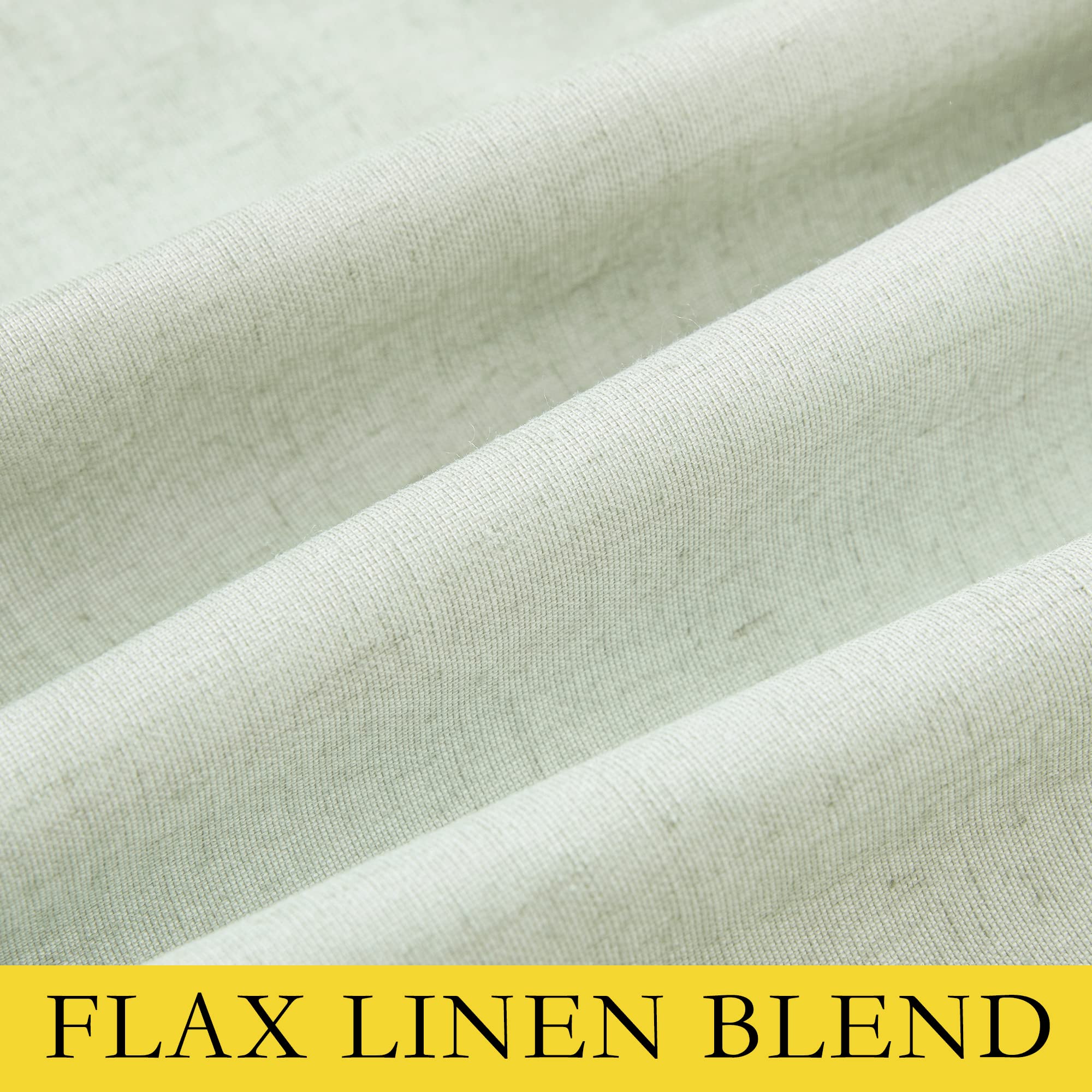 NICETOWN Sage Green Linen Blackout Curtains for Night Shift, Great Job, Set of 2, 42" by 45", Short Kitchen Burlap Linen 100% Blackout Drape Panels with Bronze Grommets for Blocking Light