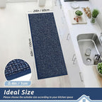 BEQHAUSE Kitchen Runner Rugs 24"x60", Non-Slip Kitchen Mats for Floor, Super Absorbent and Stain Resistant Kitchen Rug, Machine Washable Rugs for Kitchen, Hallway, Laundry & Sink, Blue