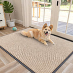 OLANLY Front Door Mat Indoor Outdoor Entrance, Waterproof Heavy Duty Doormat, Fade Resistant, Low Profile, Easy Clean Patio Porch Welcome Floor Mats for Entry, 47x34, Beige