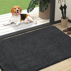 OLANLY Dog Door Mat for Muddy Paws 47x32, Absorbs Moisture and Dirt, Absorbent Non-Slip Washable Doormat, Quick Dry Chenille Mud Mat for Dogs, Entry Indoor Entryway Carpet for Inside Floor, Dark Grey