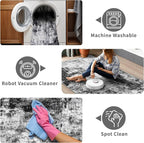 3x16 Washable Runner Rug for Hallway: Extra Long Runners for Entryway Living Room Dining Room - Stain and Water Resistant Rugs with Non-Slip Backing - Soft Low-Pile Carpet Black Grey