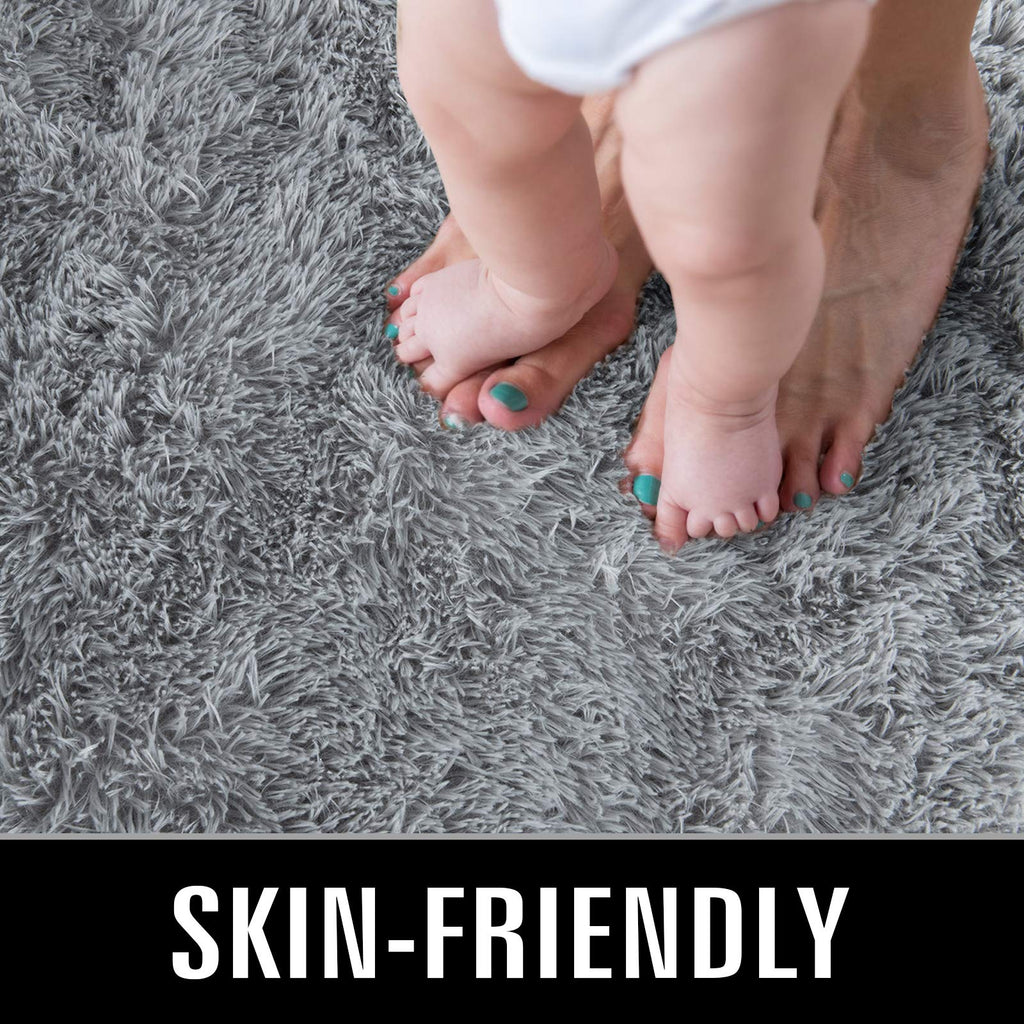 TWINNIS Super Soft Shaggy Rugs Fluffy Carpets 9x12 Feet, Indoor Modern Plush Area Rugs for Living Room Bedroom Kids Room Nursery Home Decor, Upgrade Anti-Skid Rectangular Fuzzy Rug, Grey
