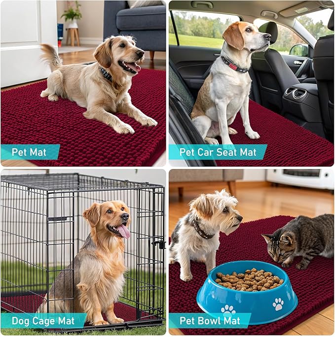 OLANLY Dog Door Mat for Muddy Paws 59x35, Super Absorbent Chenille Mud Mat