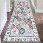 HEBE Hallway Runner Rug 2'8"x8' Washable Vintage Distressed Area Rugs Non Slip Laundry Rug Runner Boho Floor Carpet Runners for Hallways Entryway Laundry Room Kitchen Bathroom