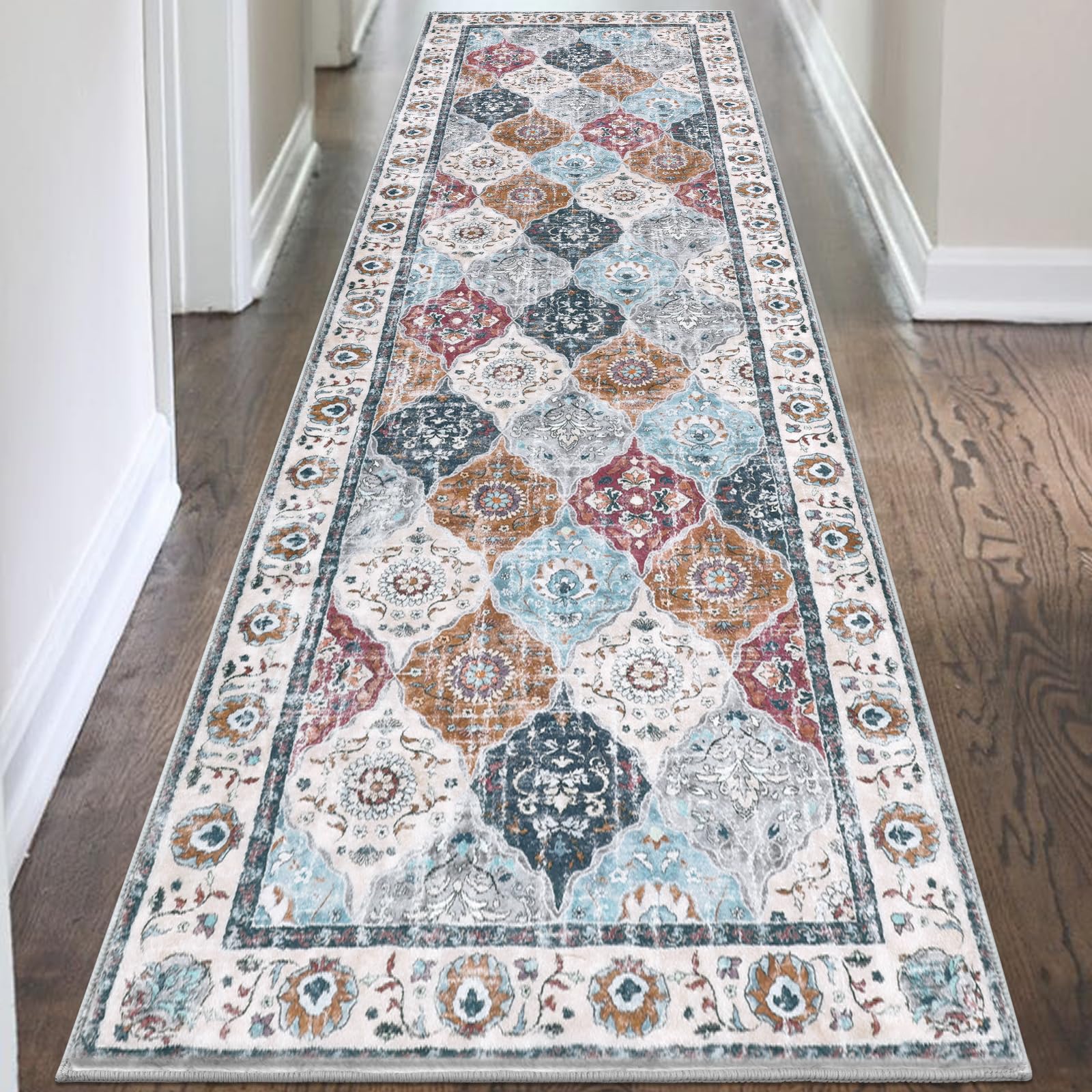 HEBE Hallway Runner Rug 2'8''x8', Washable Non Slip Kitchen Rug Runner