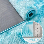 Tie-Dyed Sky Blue 2x6 Machine Washable Runner Rugs for Hallway Soft Fluffy Shaggy Bedside Rugs for Bedroom Living Room Indoor Floor Carpet for Kids Girls and Boys Nursery Rooms Home Decor Aesthetic