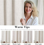 H.VERSAILTEX Primitive Linen Curtains 100% Blackout Curtain Drapes Burlap Fabric Curtains with White Thermal Insulated Liner, Grommet Top Drapes Living Room/Bedroom (2 Panels, 42 x 63 Inch, Ivory)