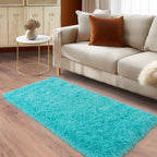 Ailyei Soft Runner Rugs for Bedroom Hallways, 2x4 Teal Blue Fluffy Shag Throw Area Rug Non Slip for Bedside Dorm, Long Shaggy Furry Carpet for Nursery Living Room