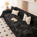 HANDONTIME Washable Couch Covers for Sofa Boho Couch Covers for 3 Cushion Sofa Pet Friendly Black Chenille Jacquard Couch Protector for Dogs Plant Branch Sectional Cover Sofa Slipcovers, 71" X 118"