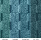 Exclusivo Mezcla King Size Flannel Fleece Blanket, Super Soft and Warm Lightweight Checkered Pattern Blanket for All Seasons, 90x104 Inches, Slate Blue