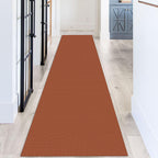 KOZYFLY Long Runners for Hallways 3x12 ft Washable Kitchen Runner Non Slip Rubber Backed Hallway Rugs Cotton Entryway Runner Rug Floor Carpet for Indoor Hall, Backdoor, Kitchen, Orange/Tan