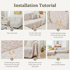 HOMERILLA Sectional Couch Covers for Sectional Sofa L Shaped Sofa Cover Blanket 2 Pieces L Shape Furniture Protector for Pets Dogs(Khaki White, XX-Large)