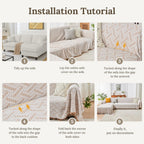 HOMERILLA 2 Piece Sectional Couch Cover for L Shape Sofa Khaki White XL