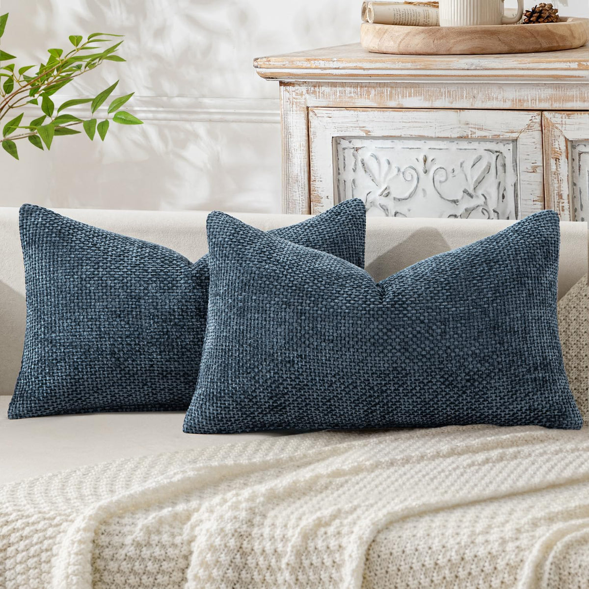 MIULEE Decorative Neutral Beige Euro Sham Pillow Covers 24x24 Inch 2 Pack