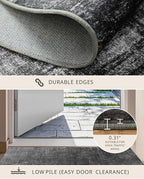 Latte&Fog 6x9 Area Rugs for Living Room Bedroom, Black Modern Abstract Neutral Washable Rug, Boho Non Slip Low Pile Carpet for Dining Room, Dorm,Classroom,College Dorm, Farmhouse and Kids Room - Black