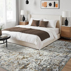 Toneed Abstract Area Rug Modern Washable Rug Soft Non Slip Rug Low Pile for Bedroom Living Room Dining Room Brown/Grey 5x7 Feet