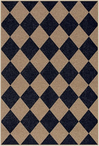 Lahome Colette Checkered Easy Jute Kitchen Rug, 2x3 Indoor Door Mat Small Neutral Area Rug, Farmhouse Diamond Non Slip Non Shedding Lightweight Floor Carpet for Entry Porch