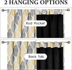 Beauoop 100% Blackout Curtains 84 Inches Long 2 Panels for Bedroom Living Room Yellow Grey Moroccan Geo Room Darkening Thermal Insulated Soundproof Rod Pocket Back Tab Window Treatments Drapes, 50x84