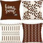 YCOLL Pillow Covers 16x16 Set of 4, Modern Sofa Throw Pillow Cover, Decorative Outdoor Linen Fabric Pillow Case for Couch Bed Car, Coffee