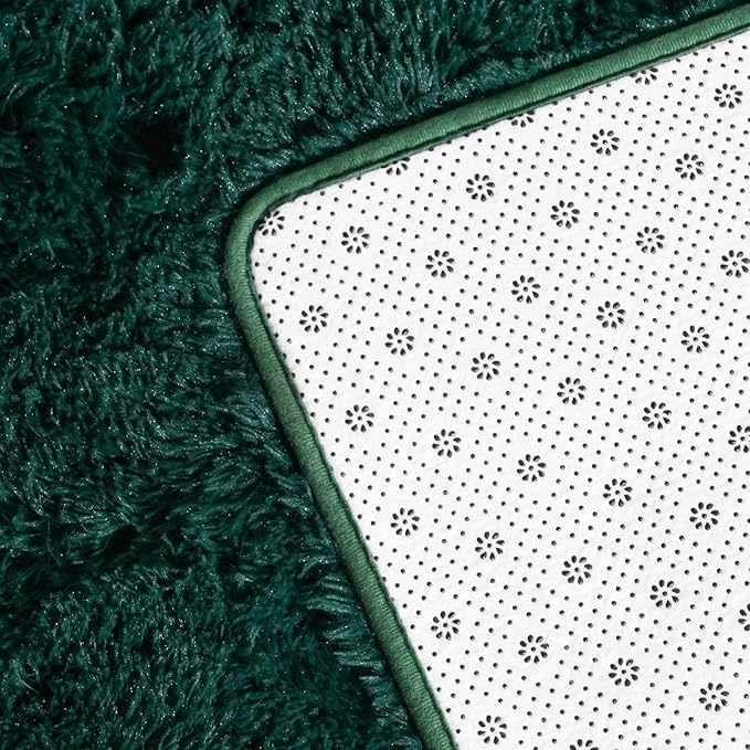 Deerhoo Large Shag Area Rugs 5 x 8, Plush Fuzzy Rugs for Living Room, Ultra Soft Fluffy Furry Rug for Bedroom, Indoor Carpet Nursery Rugs for Kids Room Home Decor, Deep Green