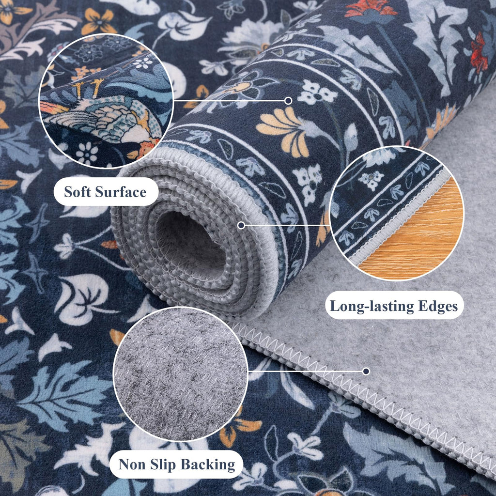 HEBE Hallway Runner Rug 2'x8', Washable Non Slip Kitchen Rug Runner