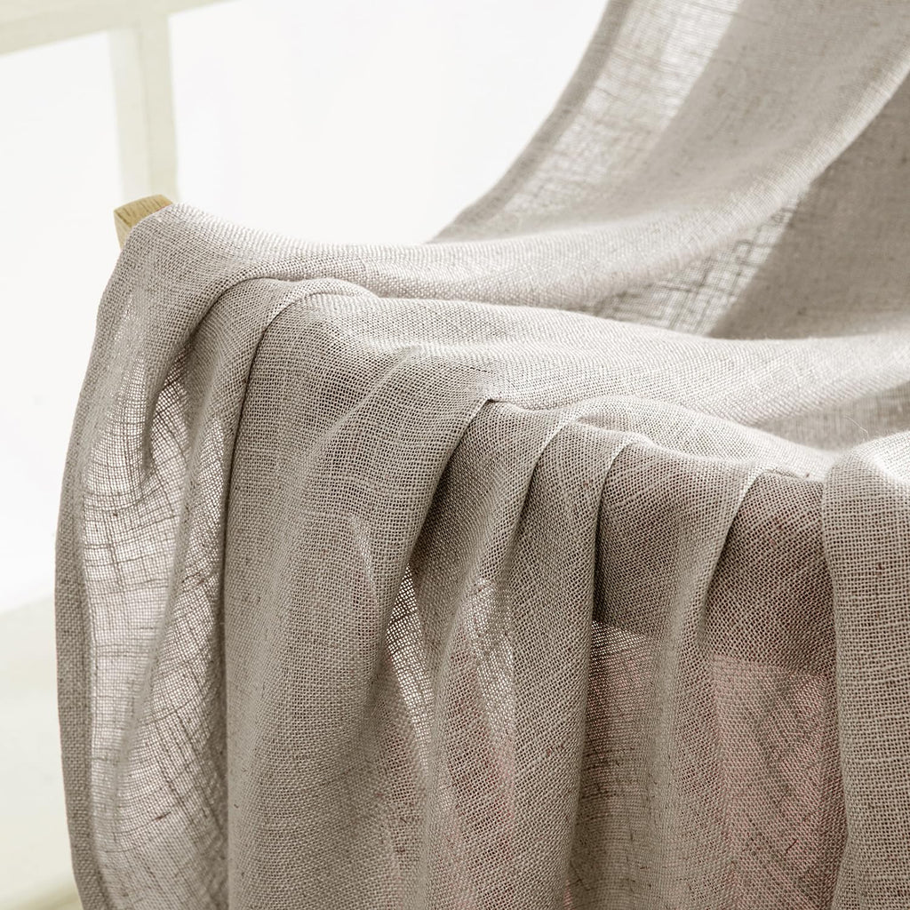 MIULEE Burlywood Birch Linen Curtains 52x96 Inch Long 2 Panels for Bedroom