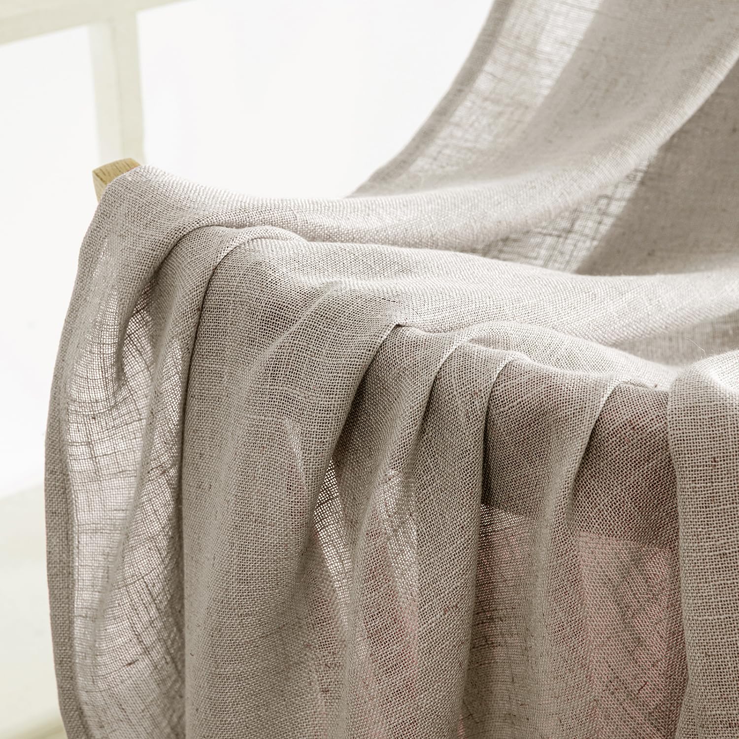 MIULEE Burlywood Birch Linen Curtains 52x96 Inch Long 2 Panels for Bedroom