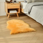 duduta Yellow Faux Sheepskin Rug 2x3 ft, Small Faux Fur Chair Covers