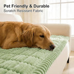 Smiry Couch Cover for Dogs Washable, Non Slip Fuzzy Pet Couch Covers for 3 Cushion Sofa Pet Friendly, Thick Soft Sofa Slipcovers Cushion Protector (Green, 27.6" x 82.7")