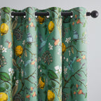 Topfinel 48 Inches Long Short Sage Green Blackout Curtains for Cafe Kitchen, Grommet Room Darkening Luxury Floral Lemon Hummingbird Patterned Waverly Colorful Drapes for Living Room Bedroom