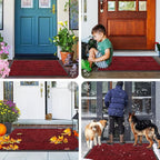 Smiry Front Door Mat Outside Entrance, Heavy Duty Sturdy Natural Rubber Doormat, Trap Dirt and Moisture, Easy Clean Low Profile Welcome Floor Mats for Indoor Outdoor Entry, 35X23 Inch, Deep Red
