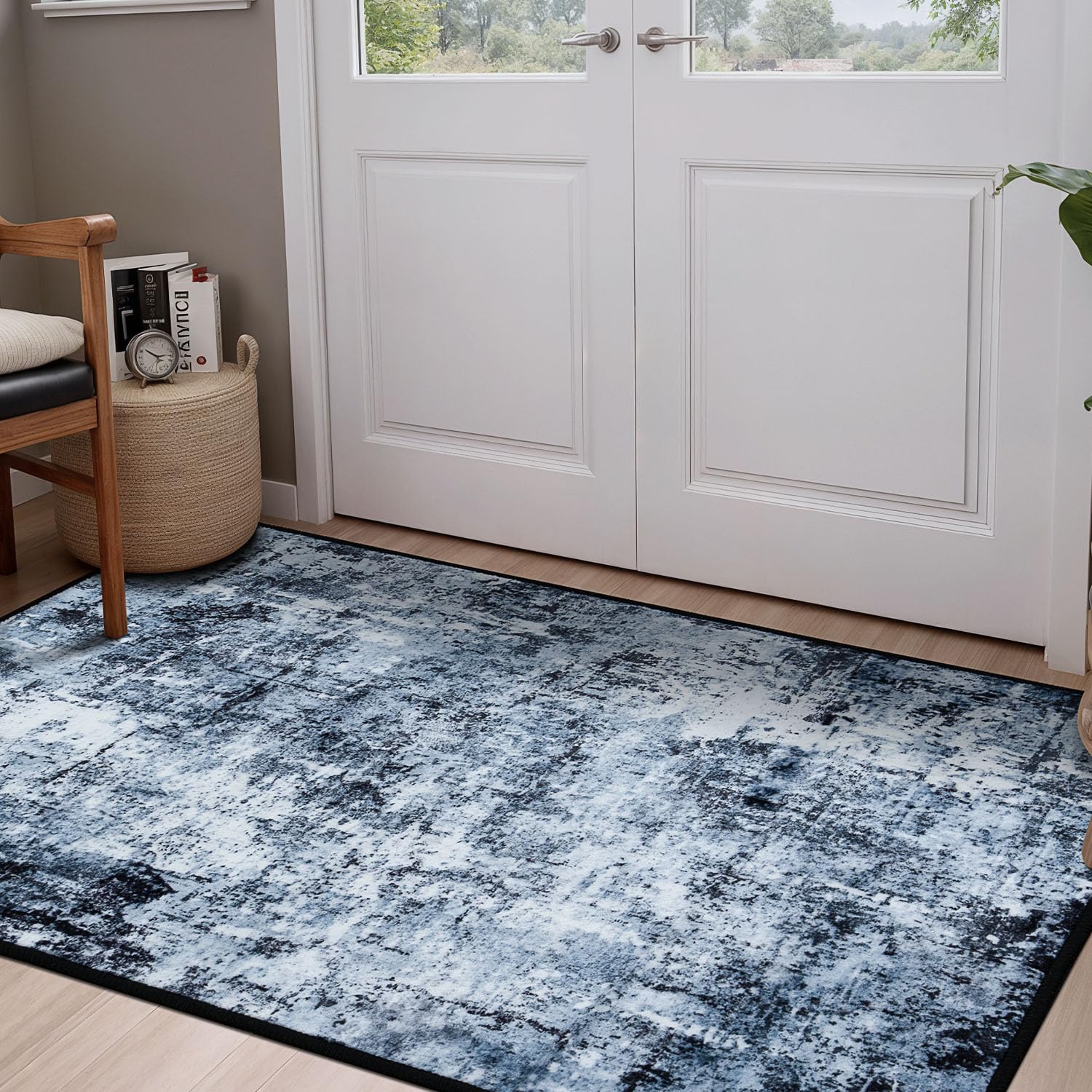 Rugflix 9x12 Area Rugs for Living Room, Washable Beige Grey Large Rug