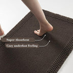 RESARE Waffle Bathroom Runner Rugs, Super Absorbent Bath Mat Non Slip Washable Quick Dry, Upgraded Ultra Soft Boho Bath Rugs with Tassels for Hallway Bedroom Laundry Room, 20"x32" Chocolate Brown