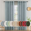 MIULEE Dusty Blue Linen Curtains 52x84 Inch Long for Bedroom Living Room