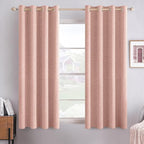 MIULEE Linen Curtains for Bedroom 100% Blackout Thermal Insulated Blush Pink Grommet Room Darkening Curtains & Drapes for Living Room Nursery 52 x 45 Inch (2 Panels)