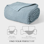 EVERGRACEHOME Chunky Chenille Knit Throw Blanket for Couch, Soft Luxurious Moss Stitch Blankets for Bed, Cozy Decorative Farmhouse Knitted Throws for Sofa, Chambray Blue, 60" x 80"