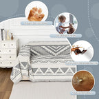 MYSKY HOME Sectional Couch Cover Grey Boho Geometric Sofa Covers for Sectional Sofa L Shape Chenille Couch Protector for Dogs Pets Couch Throw Cover Washable Durable for Home Decor, 71" X118"