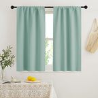 RYB HOME Blackout French Door Window Curtain Covering, Rod Pocket Thermal Insulated Privacy Non See Through Drapes for Bathroom Window, Width 29 by Length 45, Aqua, 2 Panels